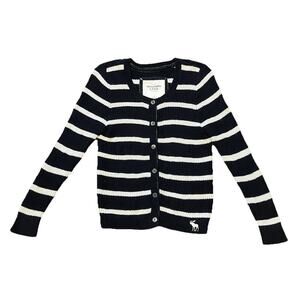 Abercrombie and Fitch Women’s Knit Button Up Cardigan Y2K Blue/White Stripped, S